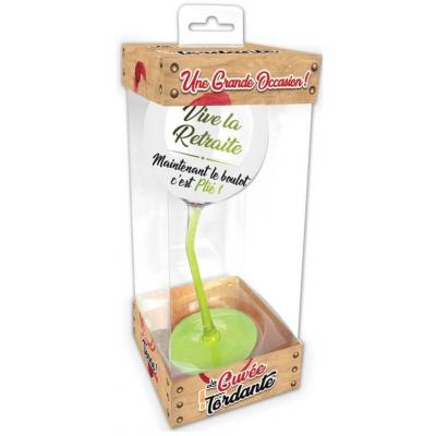 Cadeau de fete retraite adulte avec verre a pied humoristique