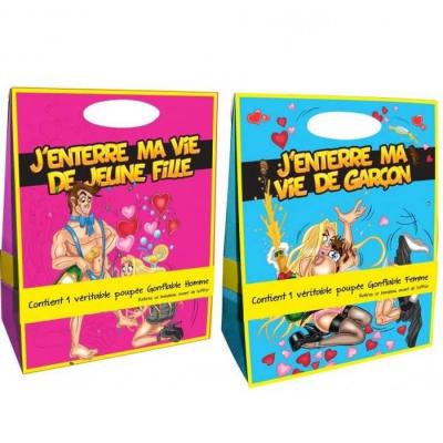 1 Pack cadeau enterrement de vie de célibataire avec poupée gonflable sexy REF/PGEG-PGEF