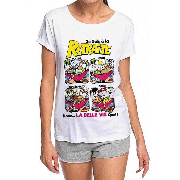 Tee-shirt cadeau femme retraite pot départ