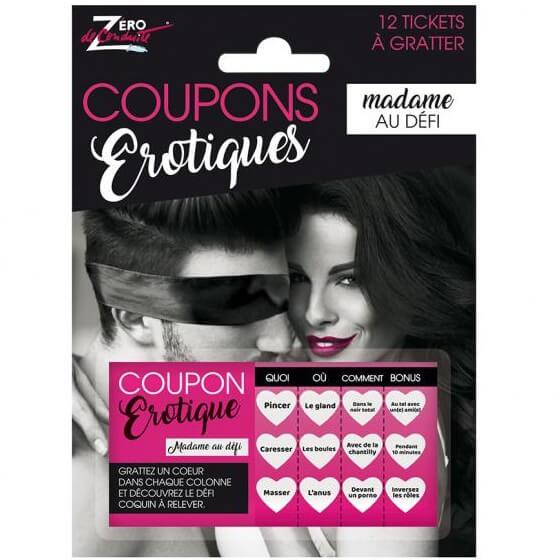 Cadeau sexy humoristique couple avec coupon de defi femme