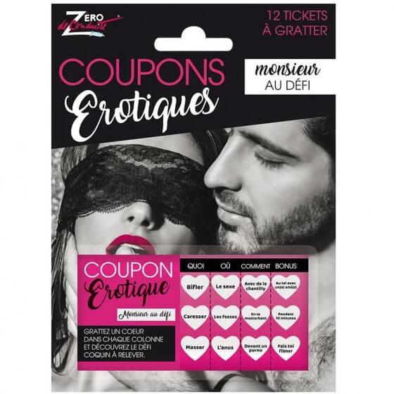 Cadeau sexy humoristique couple avec coupon de defi homme