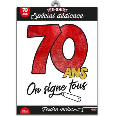 Cadeau de fete avec t shirt anniversaire 70 ans a dedicacer