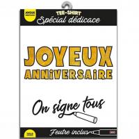 Cadeau t shirt joyeux anniversaire blanc et or a dedicacer