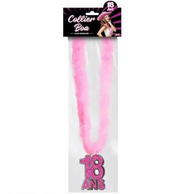 Cadeau fete collier boa anniversaire 18ans rose fuchsia