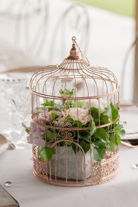 Cage a oiseau rose gold mariage