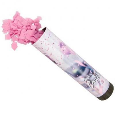 Canon à confettis Baby Shower rose en papier (x1) REF/CONF006