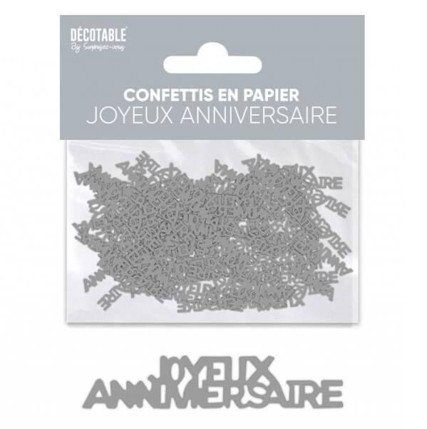 Cap24 confettis de table a parsemer joyeux anniversaire argent