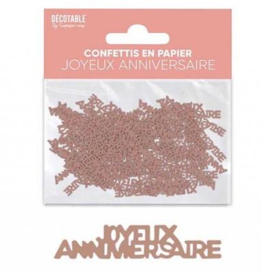 Cap24 confettis de table a parsemer joyeux anniversaire rose gold