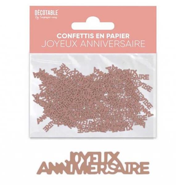 Cap24 confettis de table a parsemer joyeux anniversaire rose gold