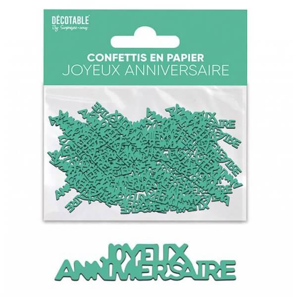 Cap24 confettis de table a parsemer joyeux anniversaire vert mint