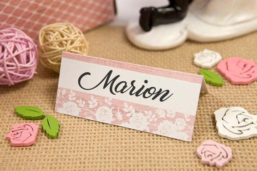 Cart1219 marque place chevalet carton rose