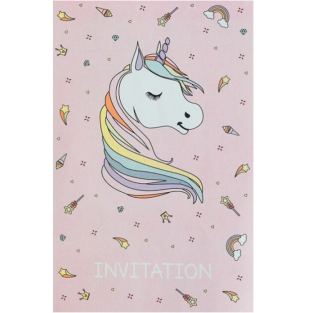 6 Cartes Invitations Anniversaire Licorne - Anniversaire Filles