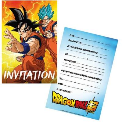 8 Cartes d'invitations avec enveloppes pour fête anniversaire Dragon Ball Super REF/12809-DB