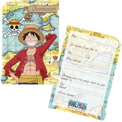 8 Cartes d'invitations avec enveloppes pour fête anniversaire One Piece REF/12809-ON