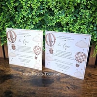 Carte invitation bapteme ourson ours montgolfiere nuage