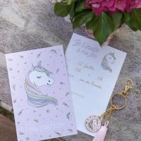 Carte licorne rose pour fete anniversaire enfant