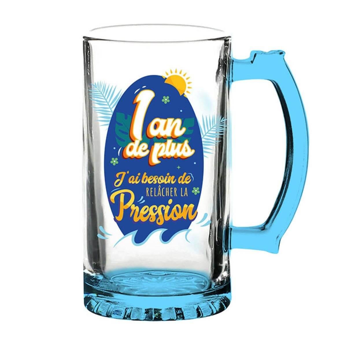 Cbc00b chope en verre anniversaire bleu cadeau de fete adulte