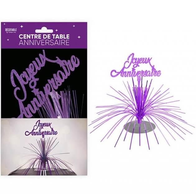 Cdt24vl centre de table joyeux anniversaire violet astral