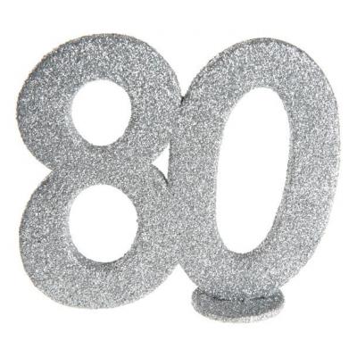 Centre de table 80ans argent paillete