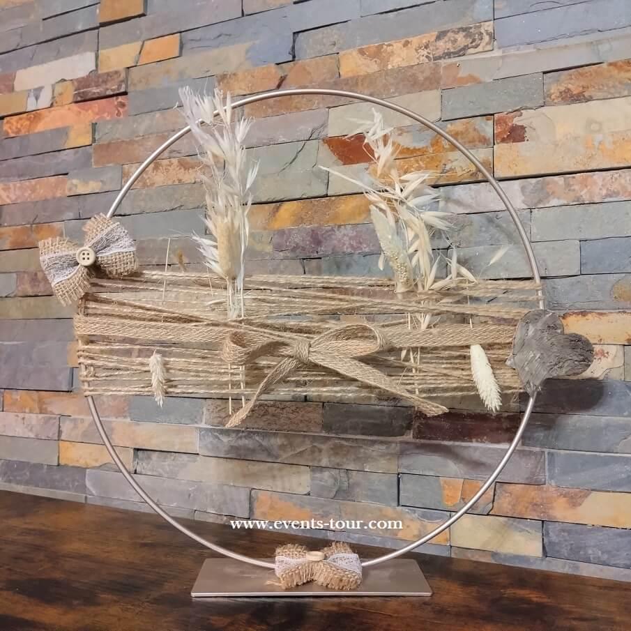 Centre de table anneau en fleurs sechees champetre naturel