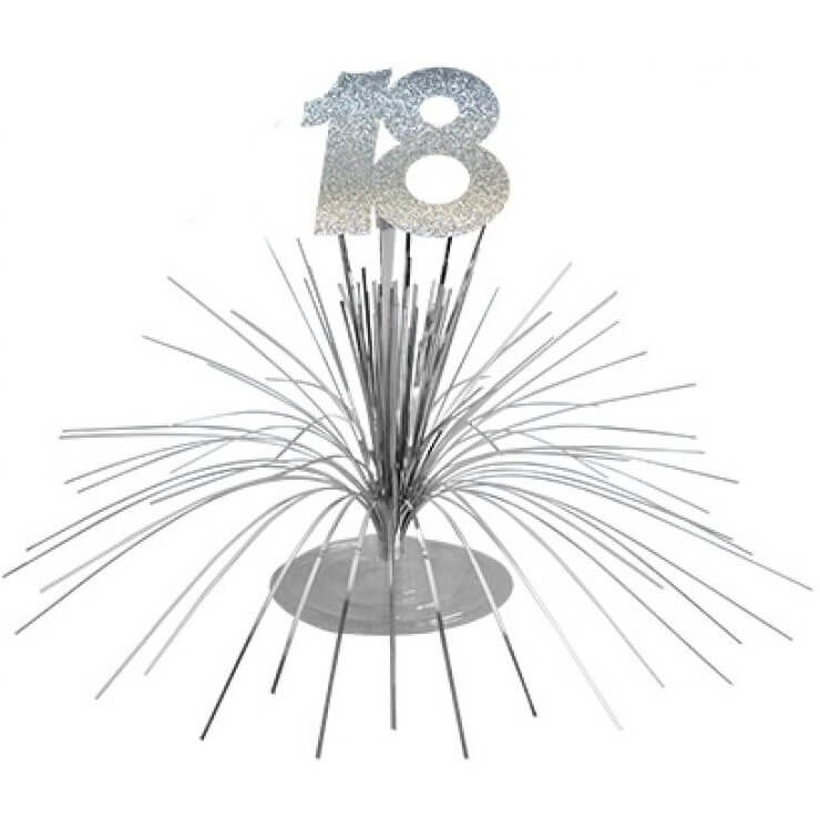 Centre de table anniversaire 18ans argent 2