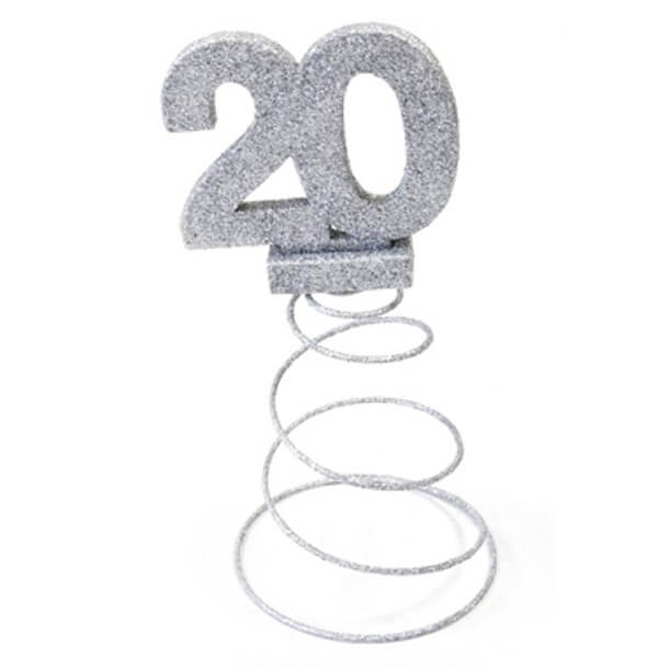 Centre de table anniversaire 20ans argent 1