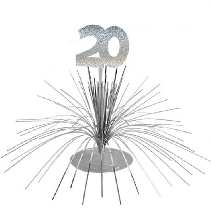 Centre de table anniversaire 20ans argent 2
