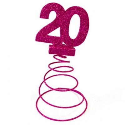 Centre de table anniversaire 20ans fuchsia