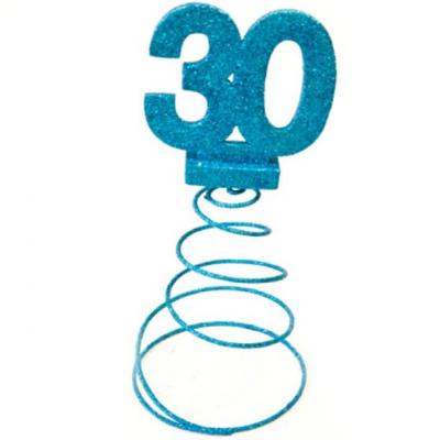 Centre de table anniversaire 30ans bleu turquoise