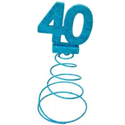 Centre de table anniversaire 40ans bleu turquoise