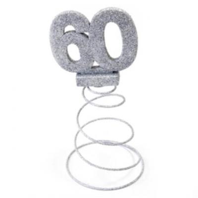 Centre de table anniversaire 60ans argent 1