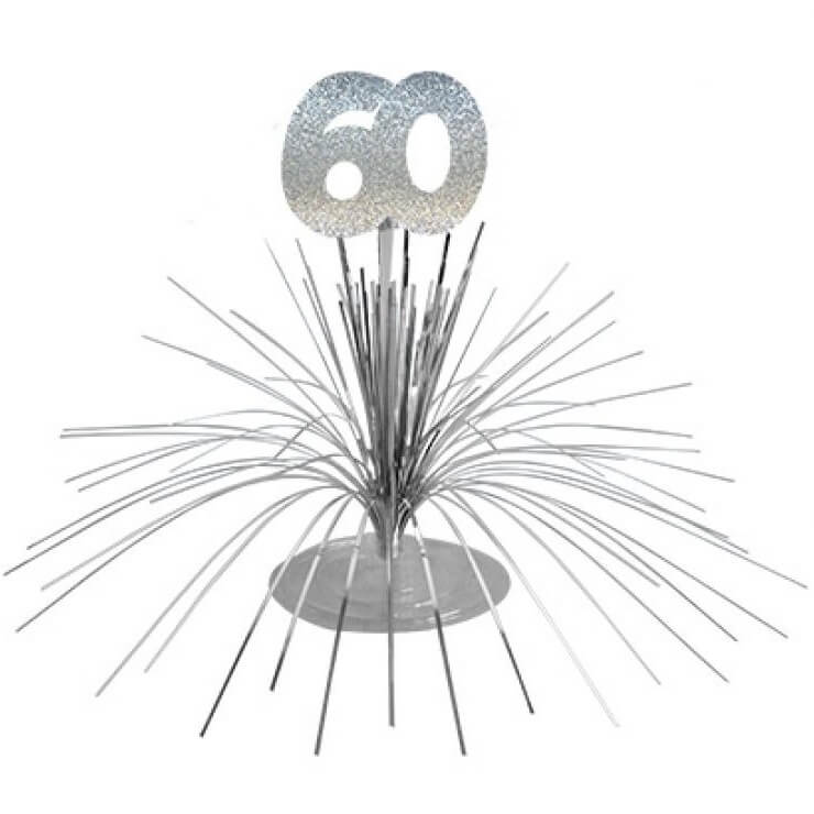 Centre de table anniversaire 60ans argent 2