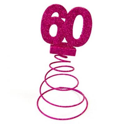 Centre de table anniversaire 60ans fuchsia