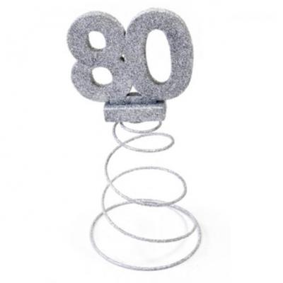 Centre de table anniversaire 80ans argent 1