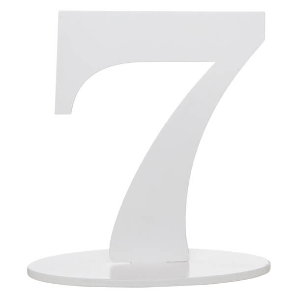 Centre de table anniversaire blanc en bois chiffre 7