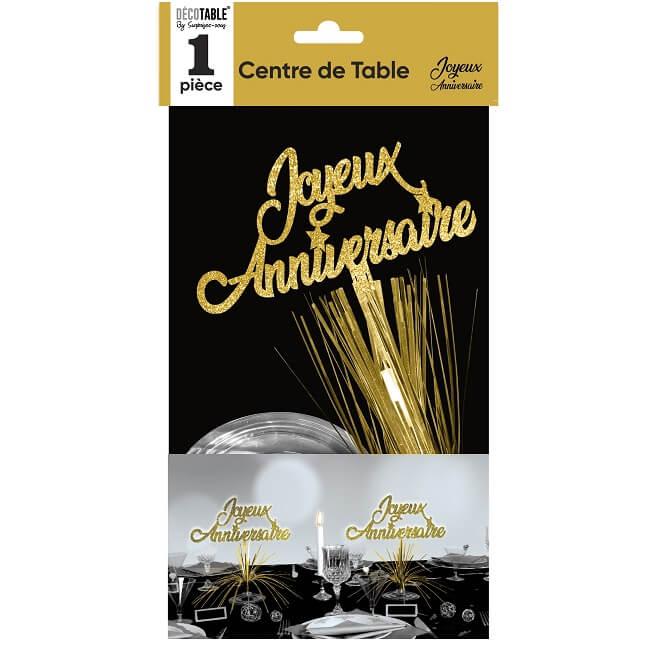 Centre de table anniversaire dore or metallique