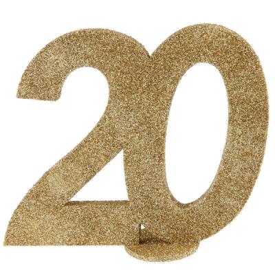 Centre de table anniversaire or paillete 20ans