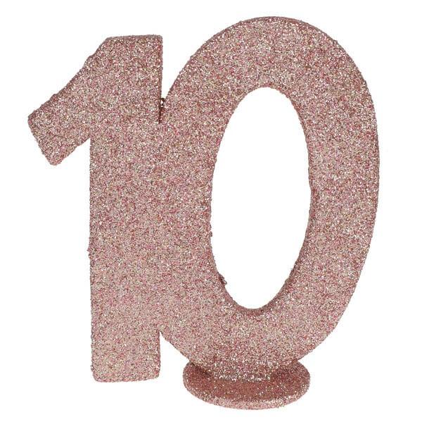 Centre de table anniversaire rose gold 10ans avec paillettes