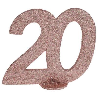Centre de table anniversaire rose gold 20ans avec paillettes