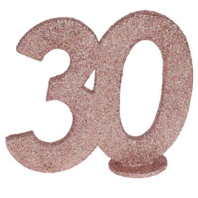 Centre de table anniversaire rose gold 30ans avec paillettes