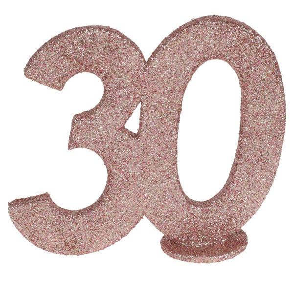 Centre de table anniversaire rose gold 30ans avec paillettes
