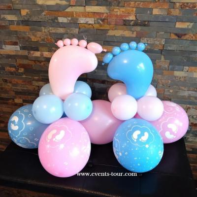 Composition d'une jolie décoration de table ballon pour Baby Shower fille/garçon rose/bleu REF/PES-327