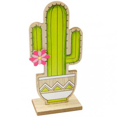 Centre de table cactus vintage en bois
