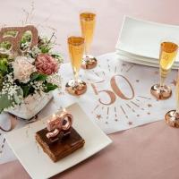 Centre de table decoratif anniversaire 50ans rose gold