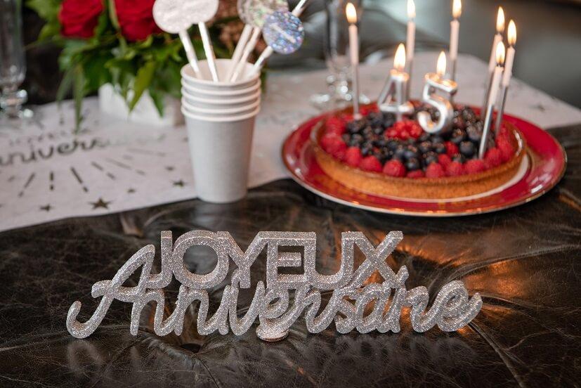 Centre de table fete anniversaire argent