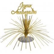 Décoration centre de table Joyeux Anniversaire doré or métallique (x1) REF/CDT00OR