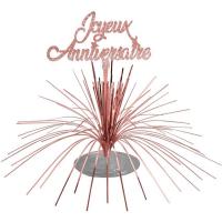 Centre de table joyeux anniversaire rose gold metallique