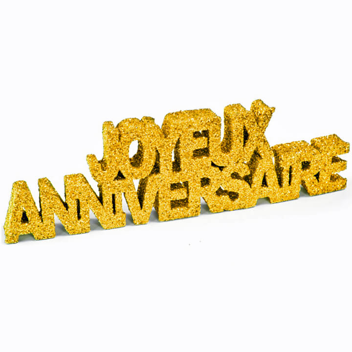 Centre de table lettre joyeux anniversaire dore