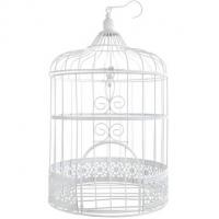 Centre de table mariage cage blanche metallique