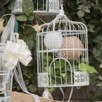 Centre de table mariage cage metallique blanche